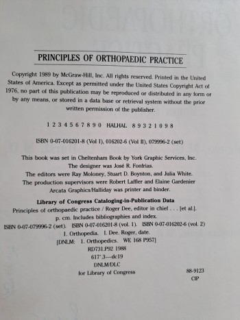 Principles  of  Orthopedic  Practice,  volume 1