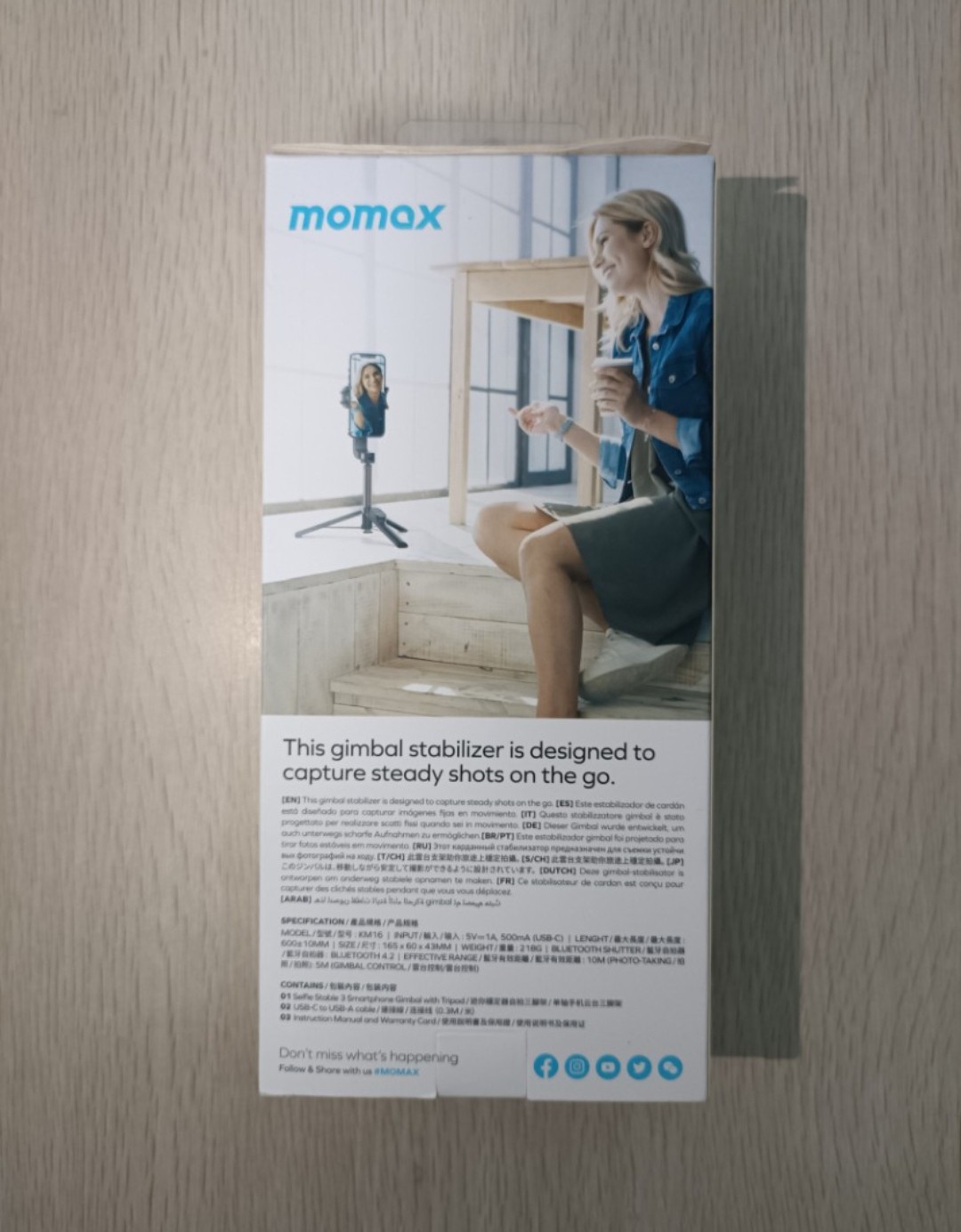 自拍穩定器 [ MOMAX - Selfie Stable 3：Smart Gimbal and Tripod ( KM16D ) ] ( 連透明包裝袋 & 防潮珠 ) - 2