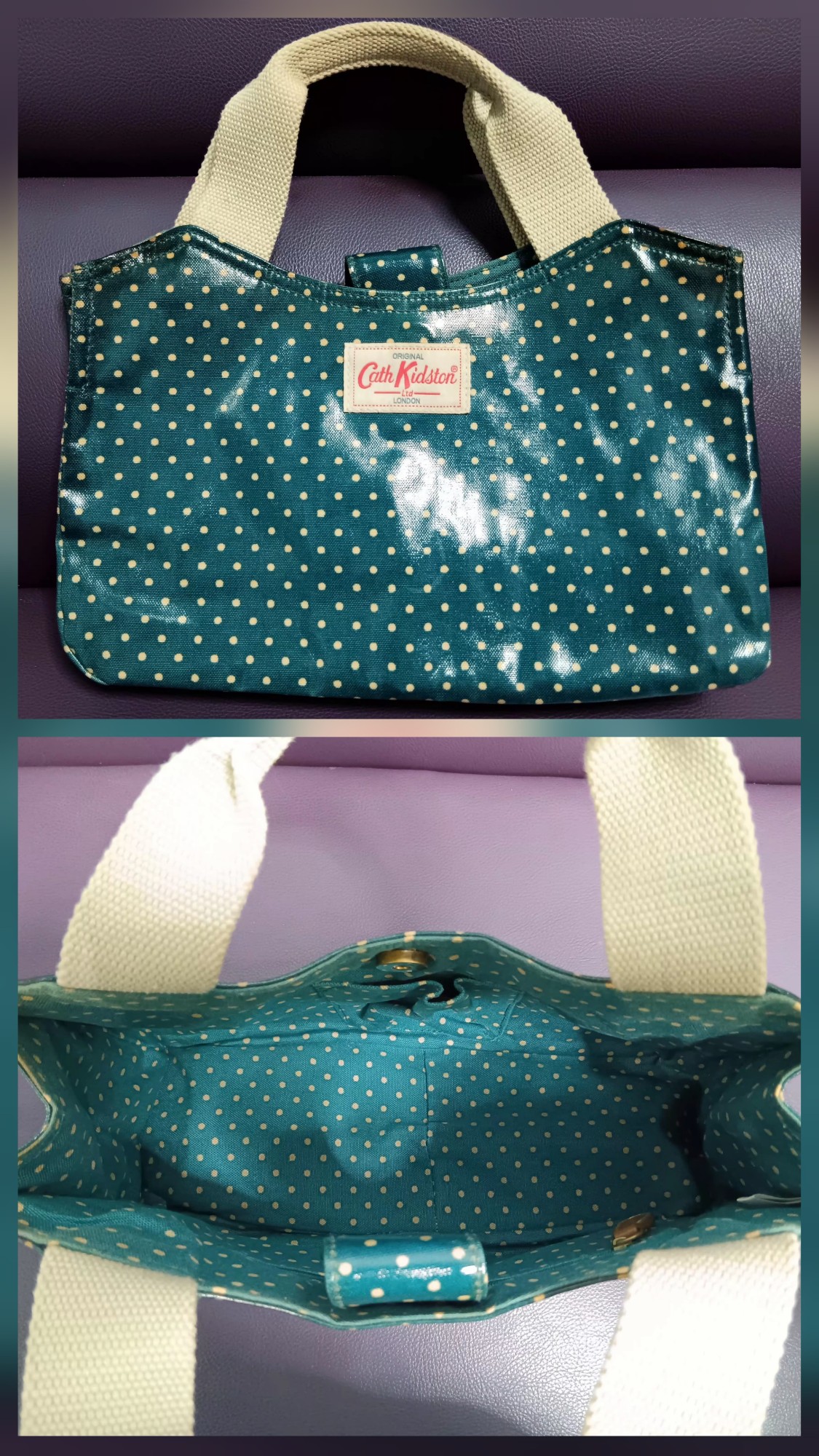 (只限將軍澳地鐵站)Cath Kidston深藍色波點手提袋