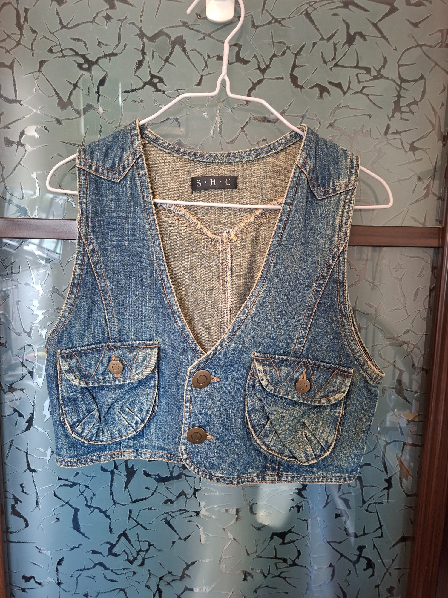 日本品牌 S. H. C. 超短牛仔背心外套
