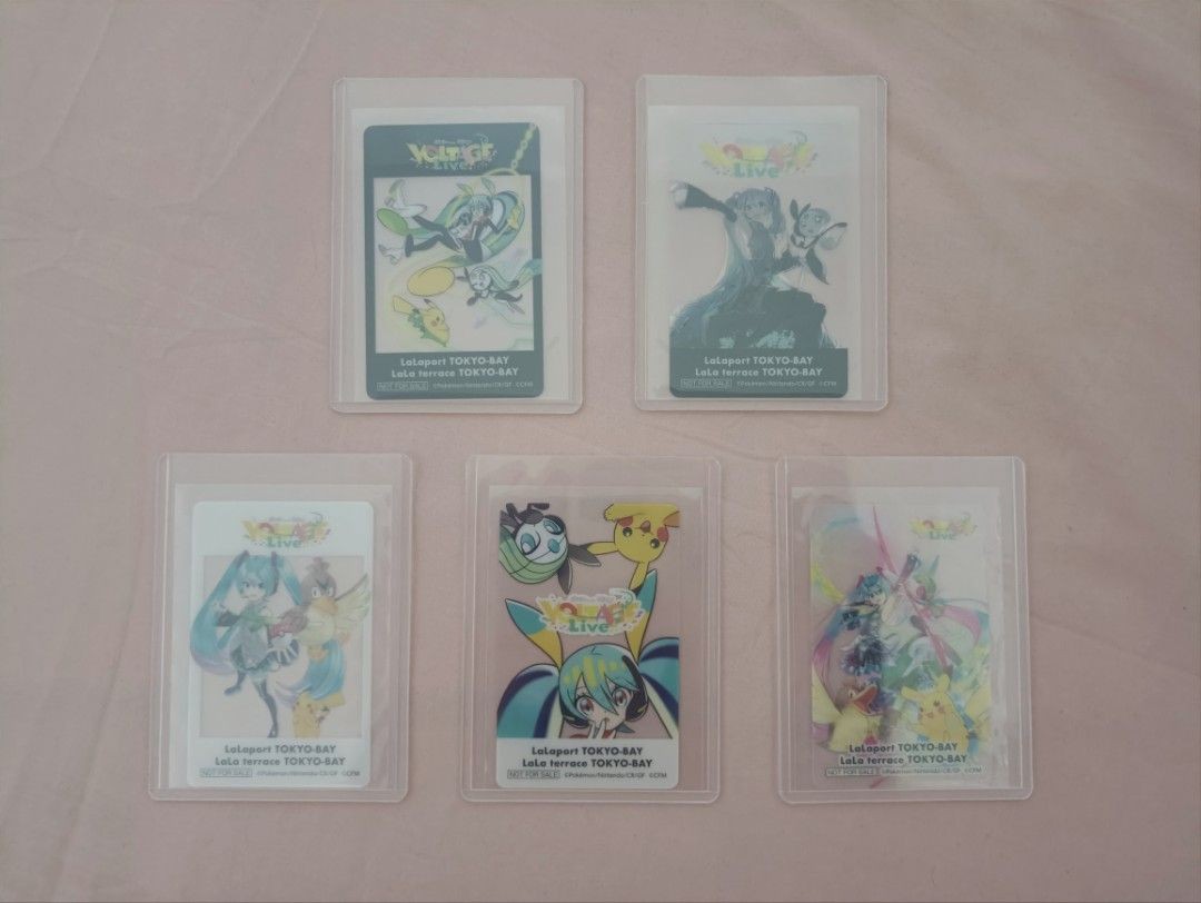 [ 正版 ] 裸卡 / Raw 卡 Pokemon Japanese  初音未來 x 比卡超 寵物小精靈 寶可夢 透明卡 LaLaport TOKYO-BAY LaLa terrace TOKYO-BAY ( 合共 5 張 ) ( 全齊 ) ( 連透明卡套 )